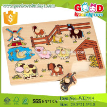 best selling product preschool educational wooden puzzle kids wooden farm animal toys